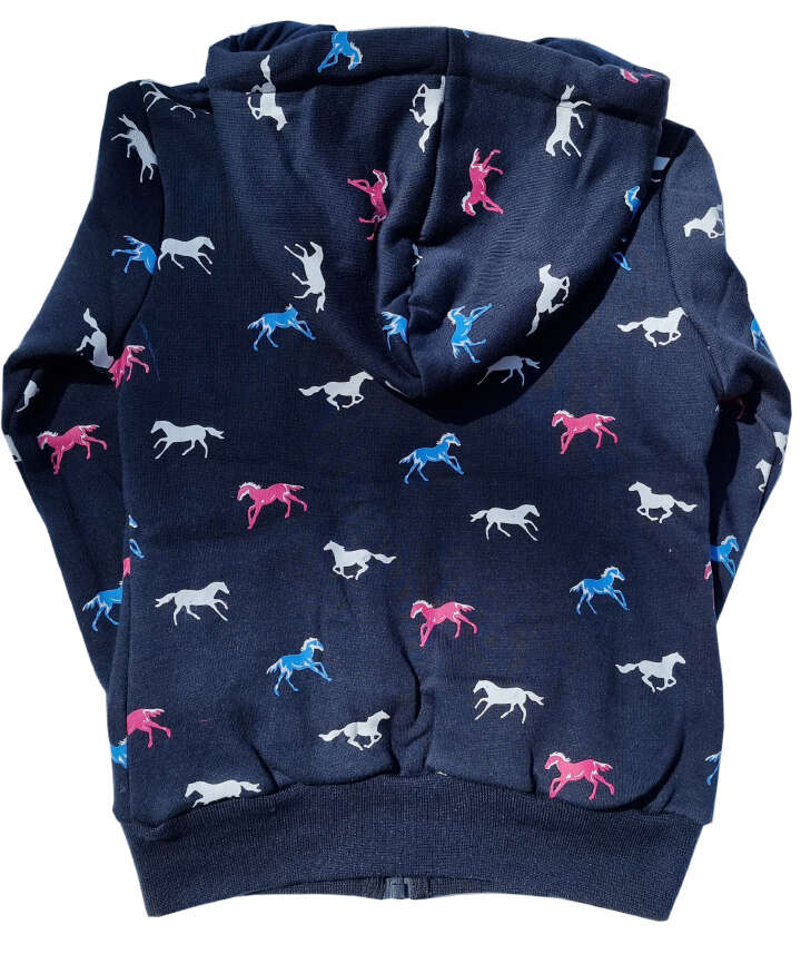 Kinder Sweatjacke mit verschiedenen Motiven: Pferde/Traktor (Olivgrün und Navy)